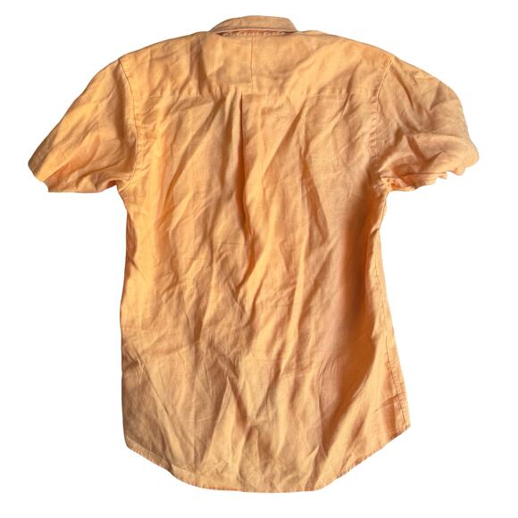 Jos. A. Bank Linen Shirt Men's S Orange Short Sleeve Button Down Traveler's - Picture 6 of 7